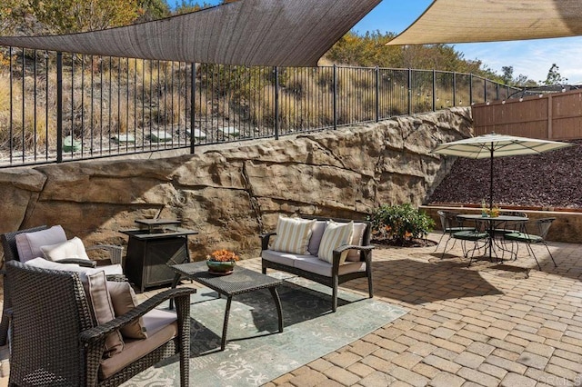 view of patio / terrace featuring an outdoor living space