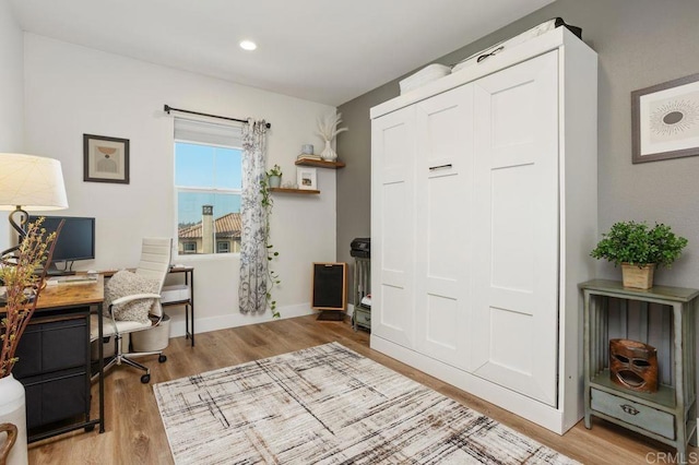 home office featuring light wood-type flooring