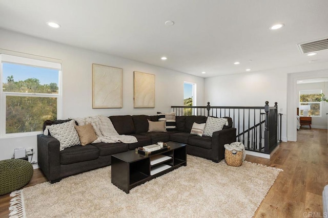 living room featuring hardwood / wood-style flooring