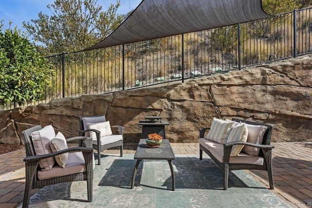 view of patio / terrace with an outdoor living space