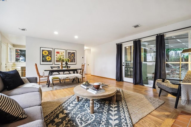 living room featuring light hardwood / wood-style flooring