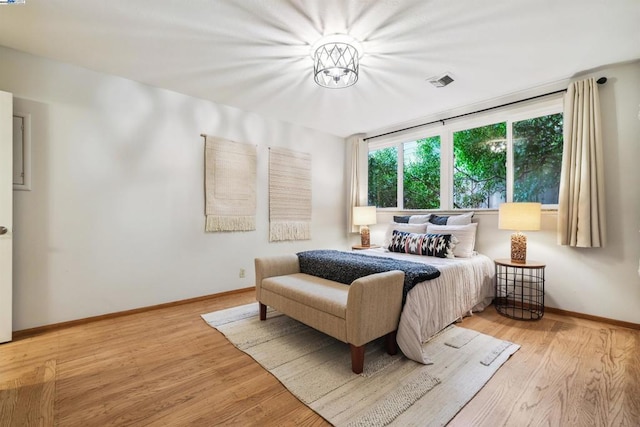 bedroom featuring light hardwood / wood-style floors