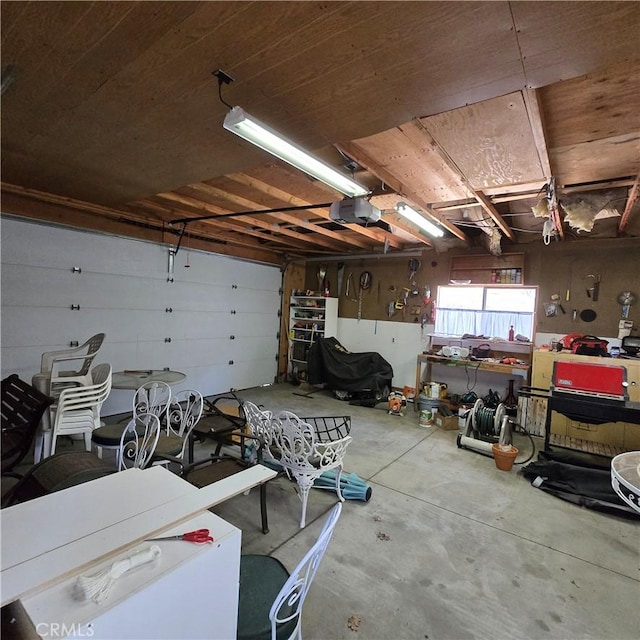 garage with a garage door opener
