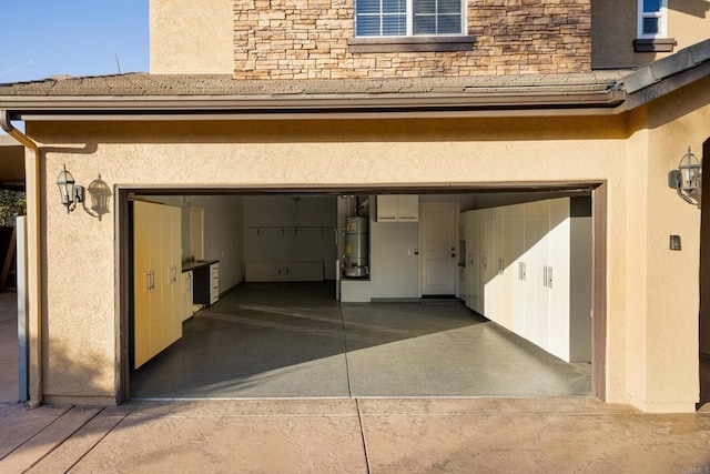 garage with gas water heater