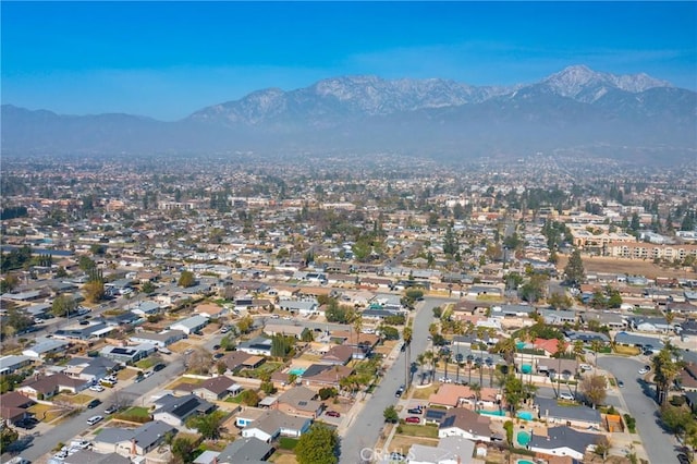 bird's eye view with a mountain view