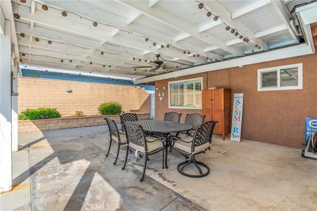 view of patio with ceiling fan