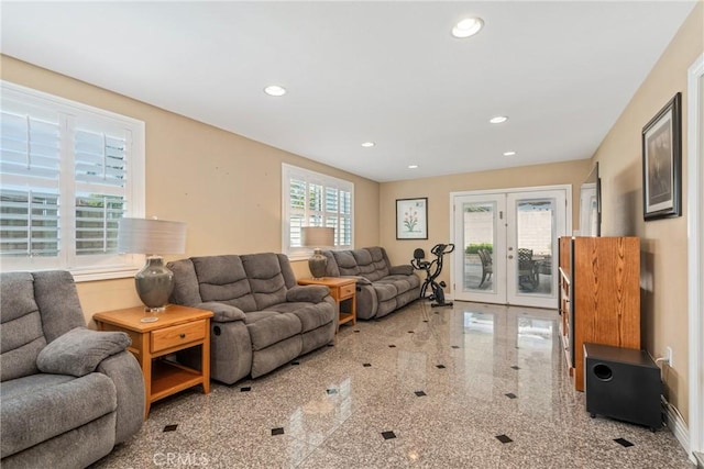 living room with french doors