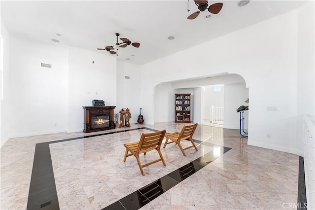 dining area with ceiling fan