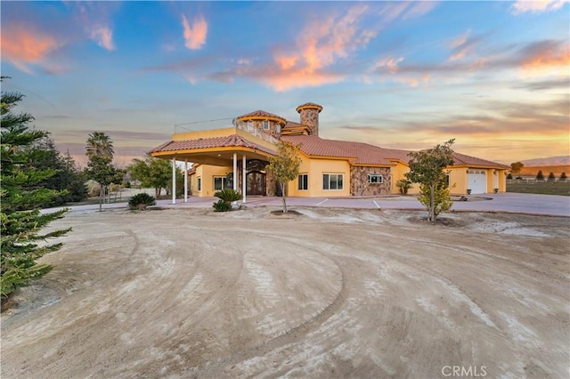 view of front of house with a garage