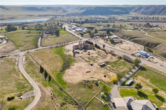 aerial view with a water and mountain view