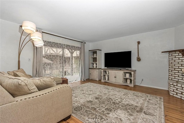 living room with hardwood / wood-style flooring