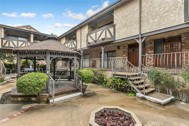 exterior space with a gazebo