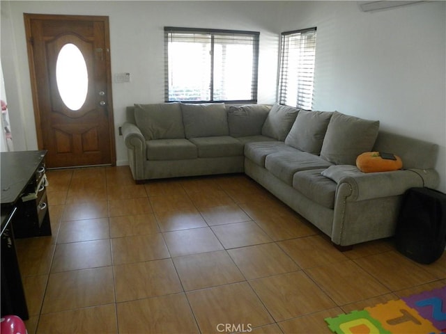 view of tiled living room