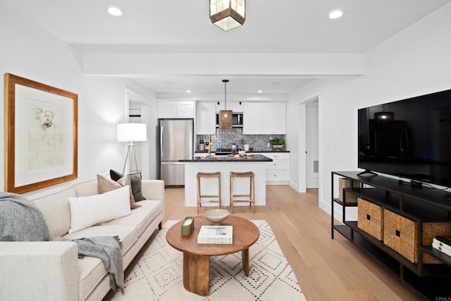 living room with light wood-type flooring