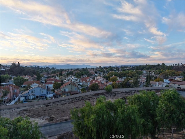 view of aerial view at dusk