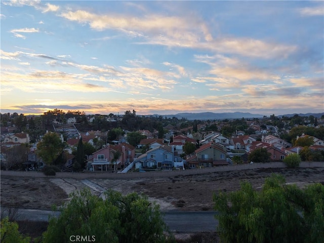 view of aerial view at dusk