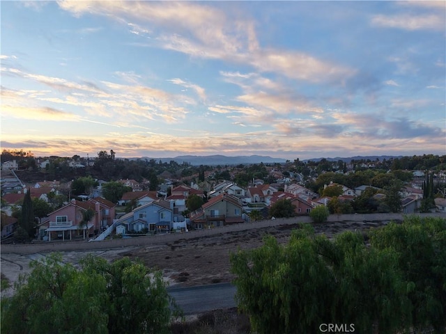 view of aerial view at dusk