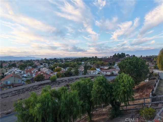 view of aerial view at dusk