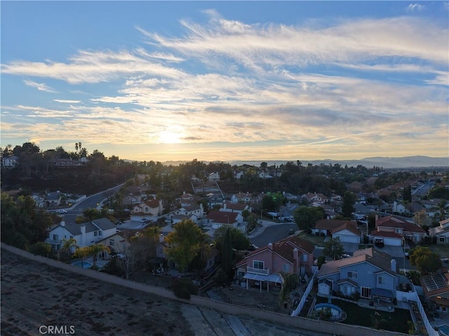 view of aerial view at dusk