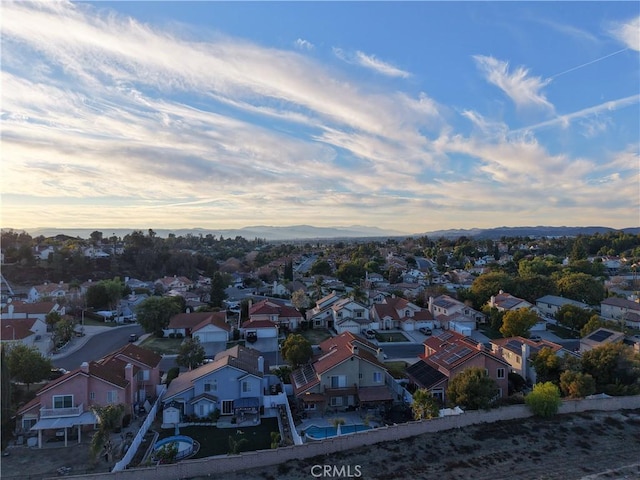 view of aerial view at dusk