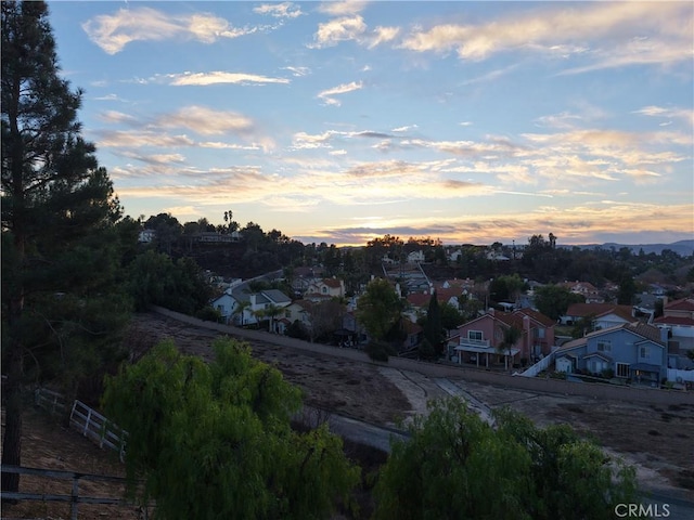 view of aerial view at dusk