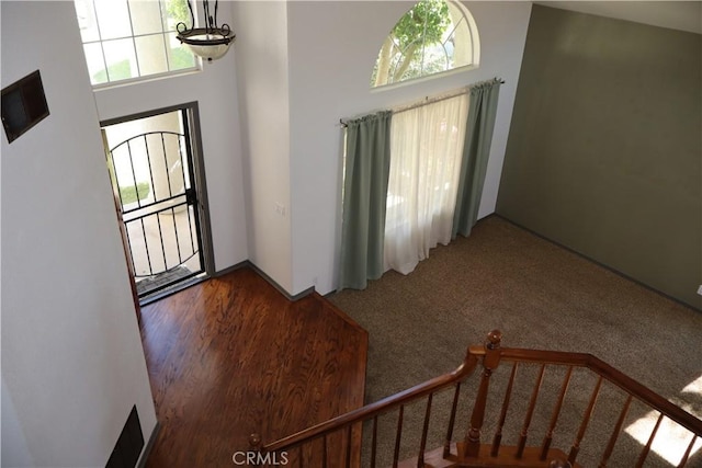 entryway with a high ceiling