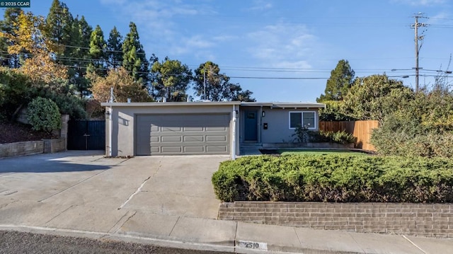 single story home with a garage