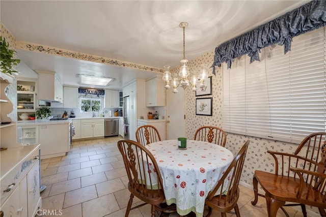 dining room featuring light tile patterned flooring