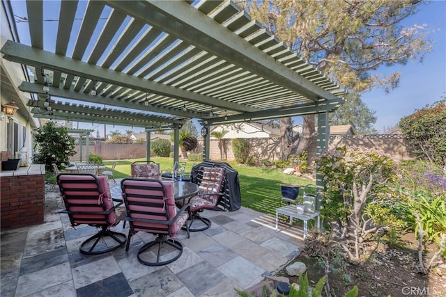 view of patio / terrace featuring a pergola