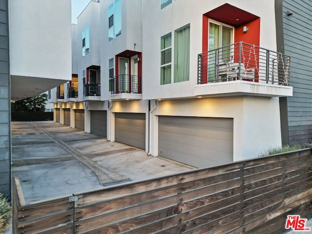 view of front of property with a garage