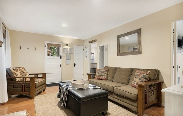 living room featuring light wood-type flooring