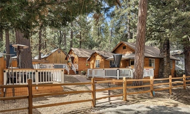 view of play area with a wooden deck