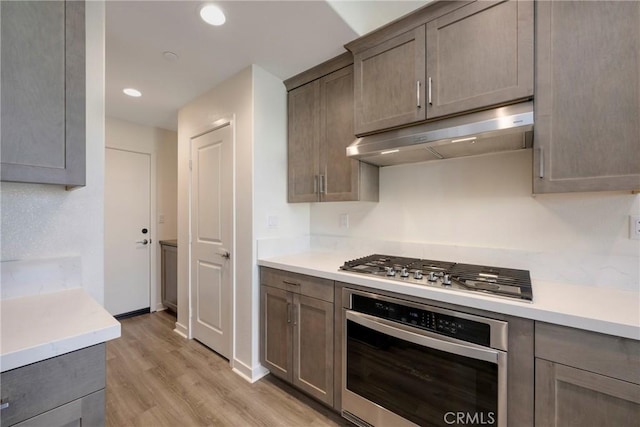 kitchen featuring light hardwood / wood-style floors and appliances with stainless steel finishes