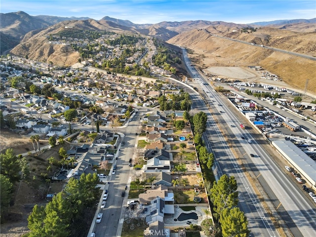 drone / aerial view with a mountain view