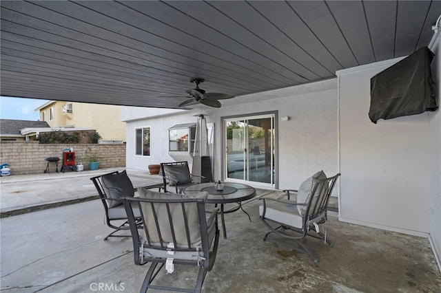 view of patio / terrace with ceiling fan