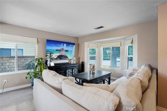 living room featuring light hardwood / wood-style flooring