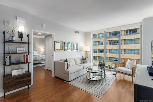 living room featuring hardwood / wood-style floors