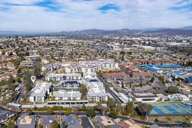 drone / aerial view with a mountain view