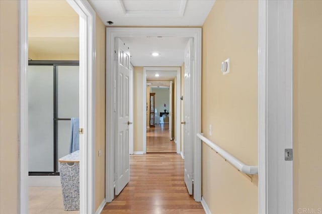 hall featuring light wood-type flooring