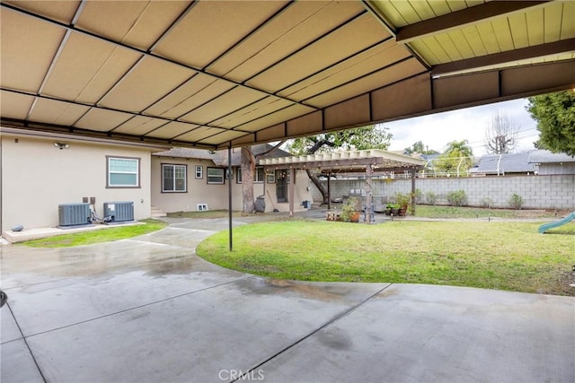 view of patio / terrace featuring central AC unit