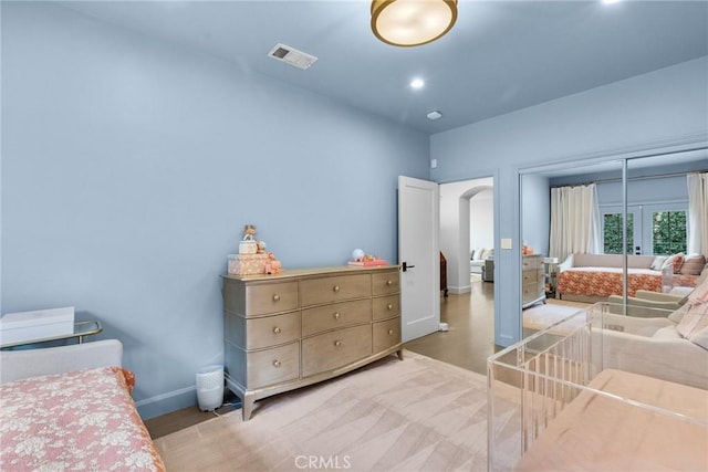 bedroom featuring a closet