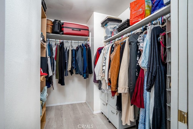 walk in closet featuring light wood-type flooring