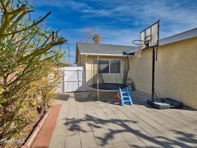 view of patio featuring a trampoline