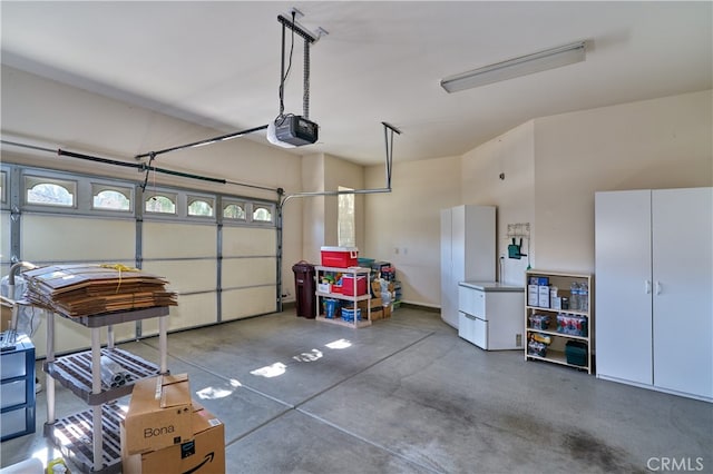 garage with a garage door opener