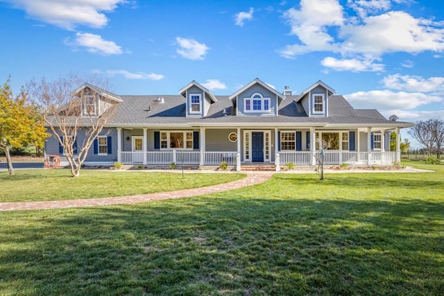 view of front of home featuring a porch and a front yard