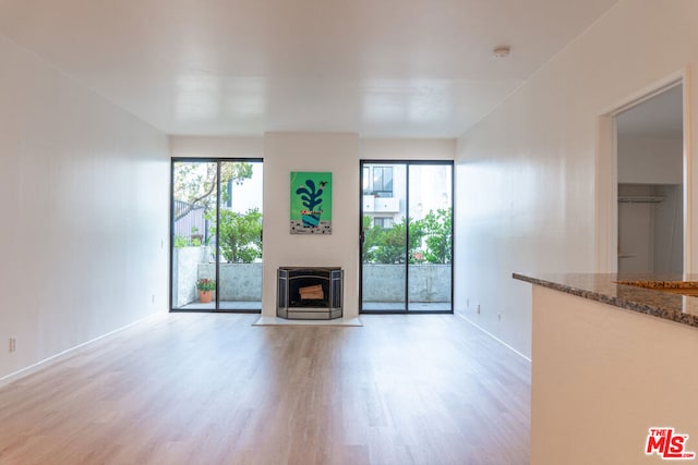 unfurnished living room featuring light wood-type flooring