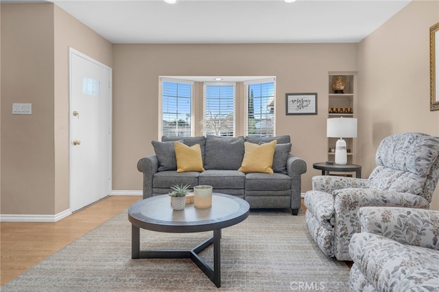 living room with light wood-type flooring