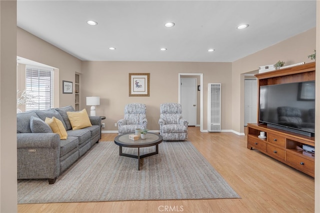 living room featuring light hardwood / wood-style floors