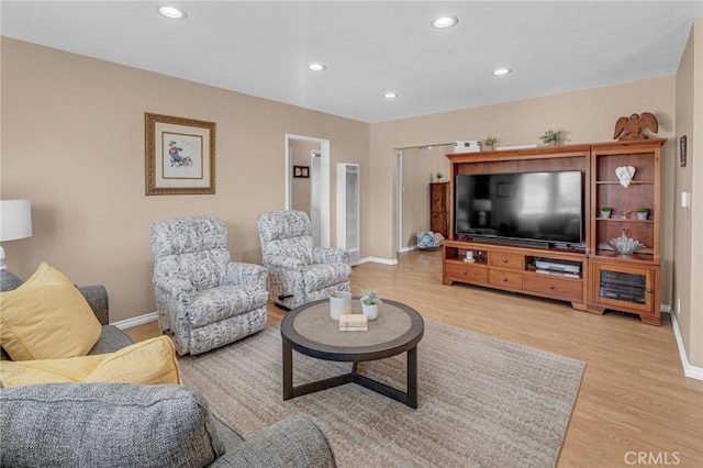 living room with light wood-type flooring