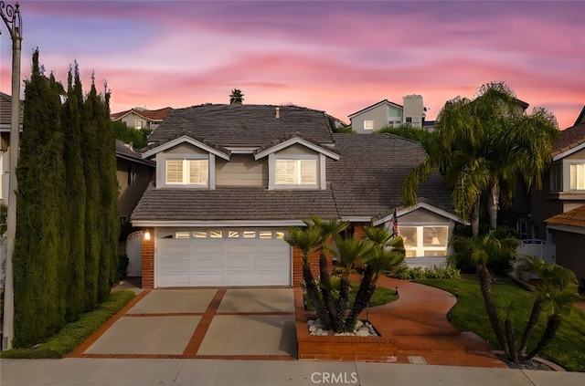 view of front of house with a garage